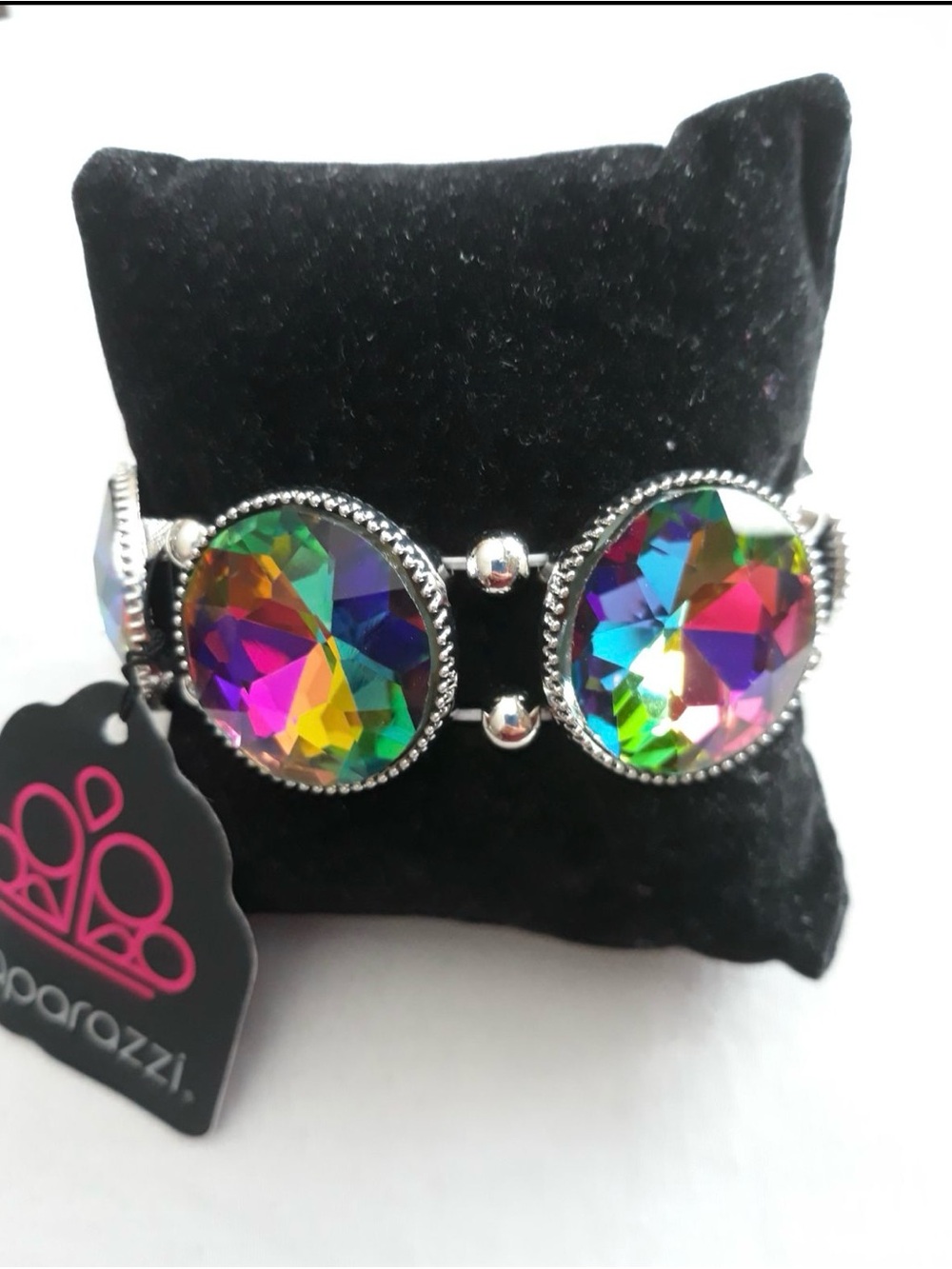 paparazzi Multicolor Iridescent Oval Crystal Stretch Bracelet